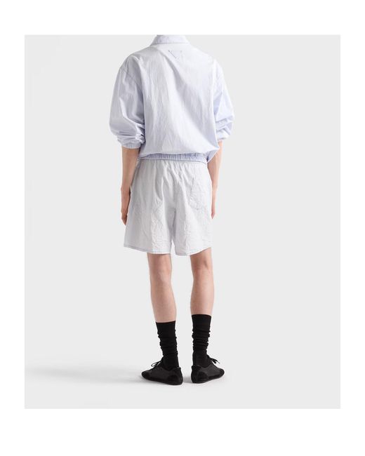 Prada White Chambray Bermudas for men