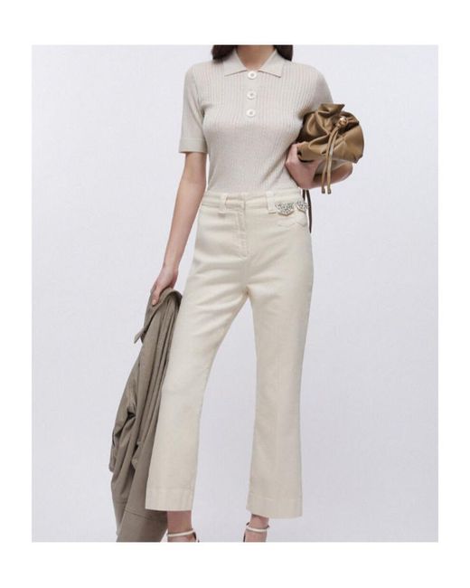 Liu Jo Natural Half-Button Polo Top