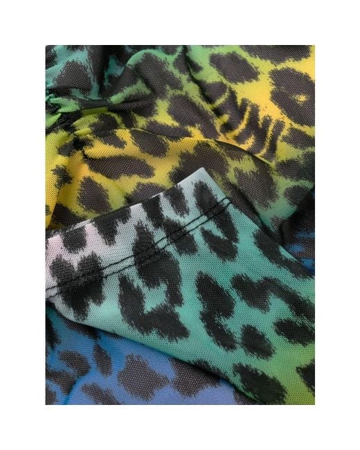 Ganni Green Leopard-Print Mini Dress