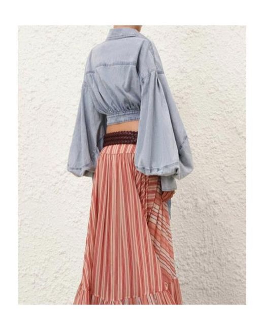 Zimmermann Blue Rebellion Denim Wrap Top
