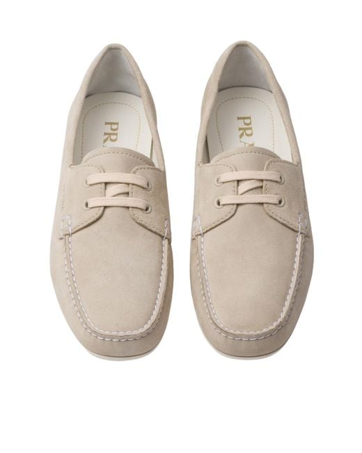 Prada Gray Round-Toe Driving Shoes