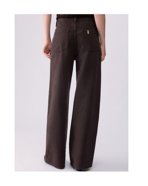 Liu Jo Brown Straight Trousers With Asymmetrical Waistband