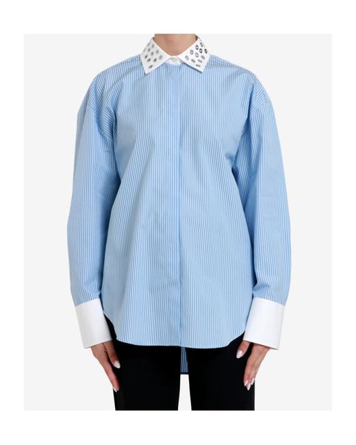 MSGM Blue Striped Shirt