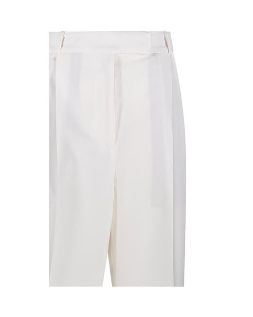 Rohe White Pleated Straight Leg Trousers