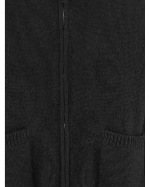 Allude Black Zip-Up Collar Cardigan