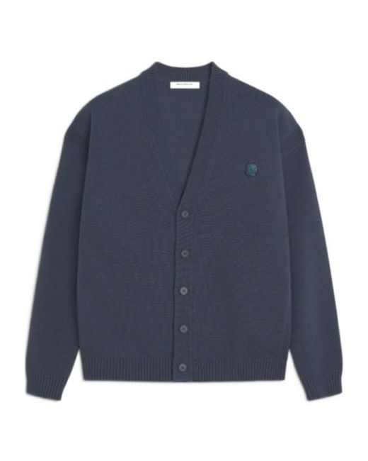 Maison Kitsuné Blue Maison Kitsuné Bold Fox Head Patch Comfort Cardigan for men