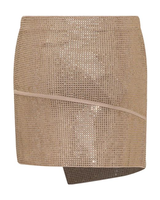ANDREADAMO Brown Andreadamo Asymmetric Embellished Skirt