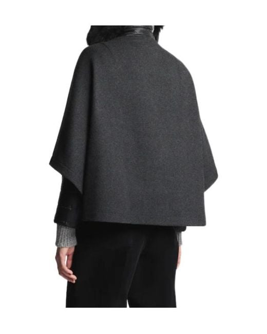 Fay Black Double-Breasted Cape Coat