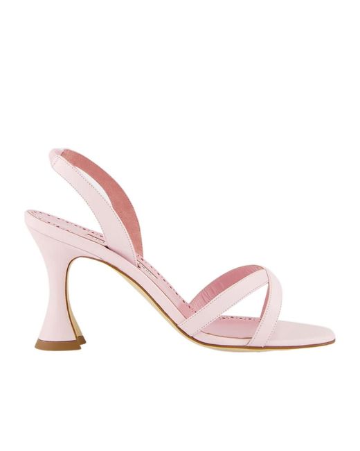 Manolo Blahnik Pink Round Toe High Heel Sandals