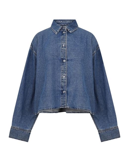 7 For All Mankind Blue Nina Long-Sleeve Denim Shirt