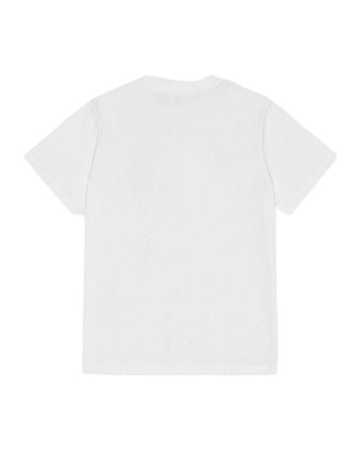 Ganni White Logo Printed Crewneck T-Shirt