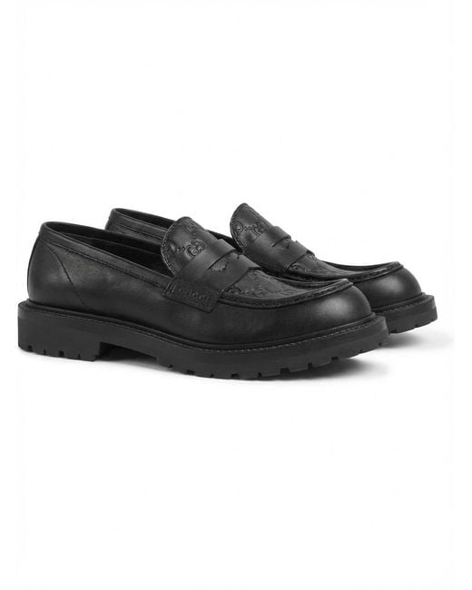 Gucci Black Gg Web Detailed Round-Toe Loafers for men