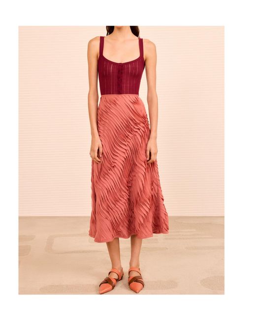 Ulla Johnson Red Patchwork Midi Skirt