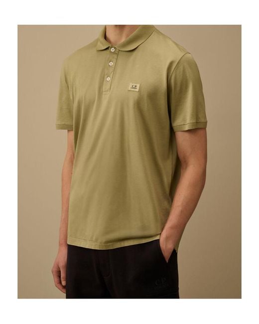 C P Company Green Logo Patch Polo T-Shirt for men