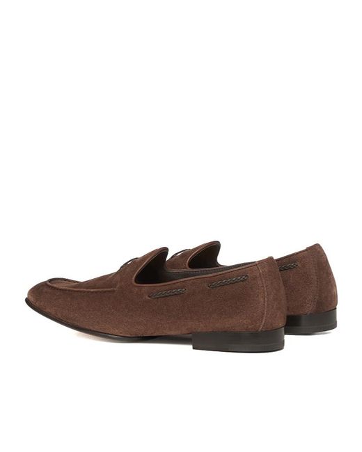 Doucal's Brown Braided-Lacing Loafers for men