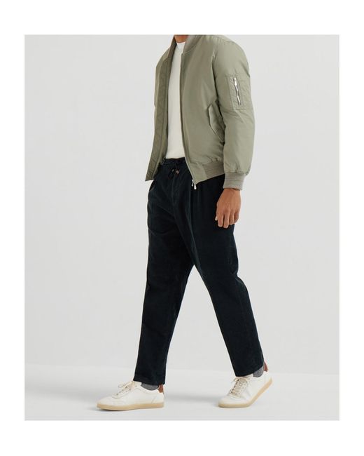 Brunello Cucinelli Blue Drawstring Tapered Trousers for men