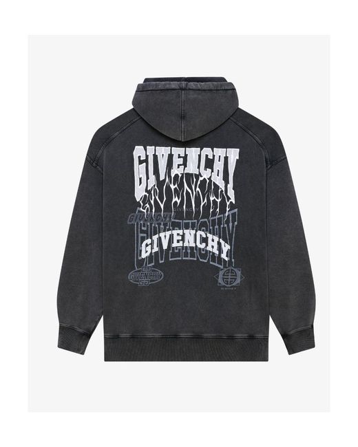 Givenchy Gray Logo Embroidered Drawstring Hoodie for men
