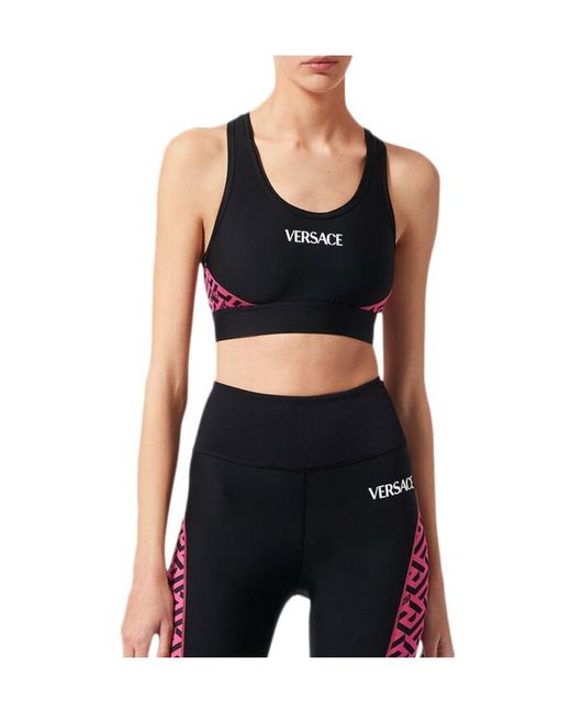 Versace Black La Greca Logo-Print Sports Bra