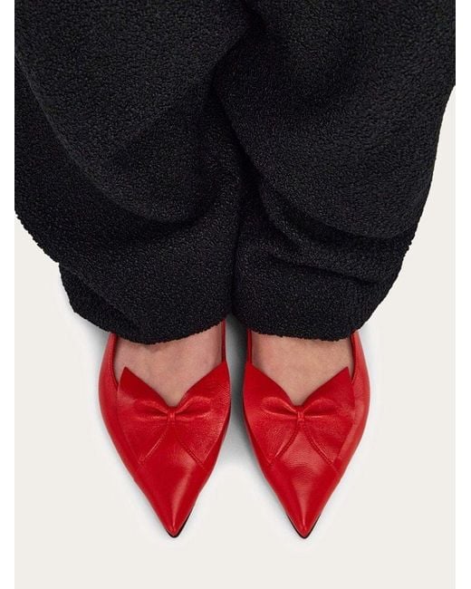 Ferragamo Red Bow Ballet Flat