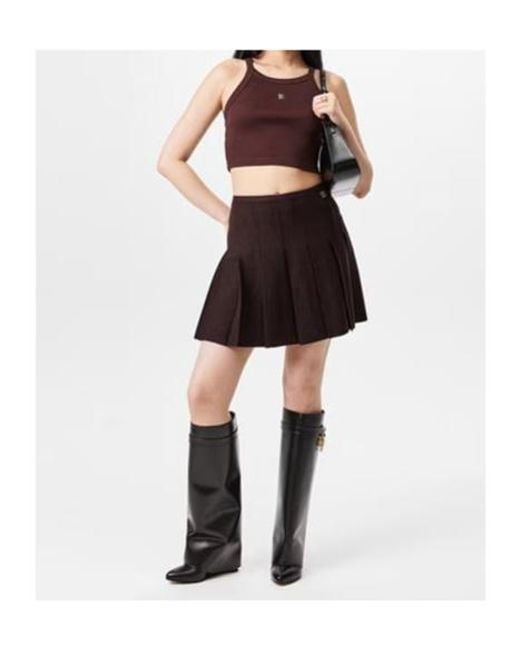 Givenchy Brown Logo Pleated Skirt
