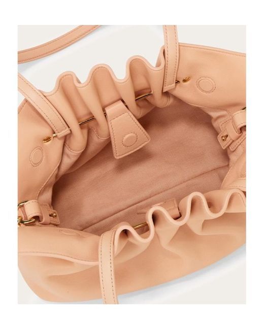 Ferragamo Natural Ferragamo Small Gather Detailed Soft Bag