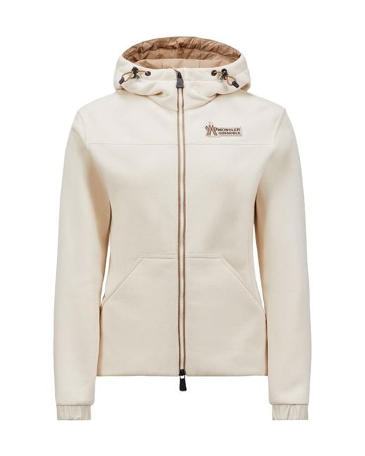 Moncler White Grenoble Logo Detailed Drawstring Hoodie