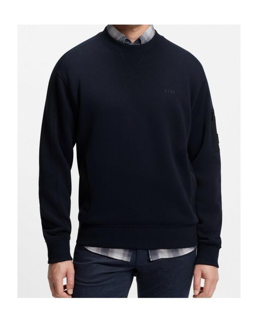 Boss Blue Boss Zipped Sleeve Pocket Sweatshirt for men