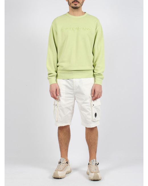 C P Company White Lens-Appliqué Bermuda Shorts for men