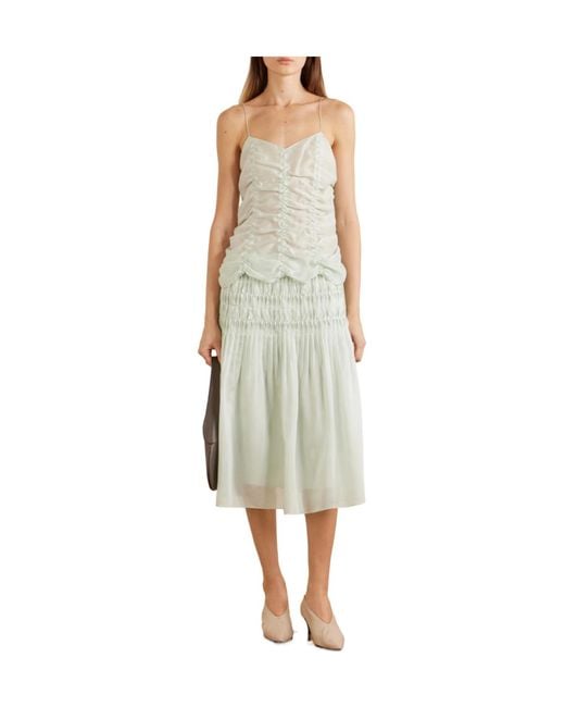 Khaite White Ruched Lyocell And Silk-Blend Tank