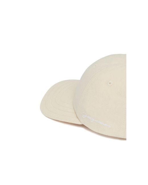 Jacquemus White Logo Embroidered Curved Peak Baseball Cap for men