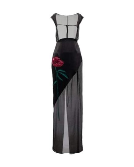 Peter Do Black Embroidered Silk Dress