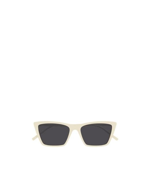 Saint Laurent White Eyewear Sl 737 Mica Thin Cat-Eye Sunglasses