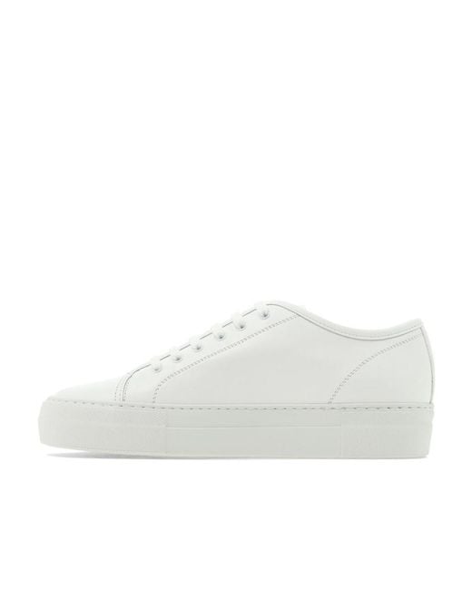 Common Projects White Logo Sports Shoes With Thick Soles And Low Uppers