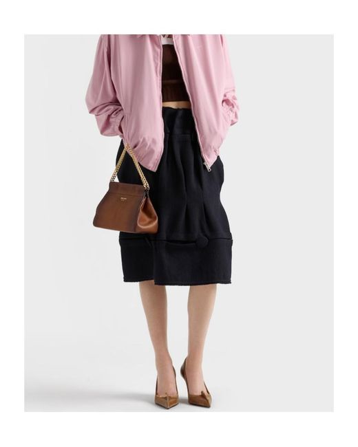 Prada Black Chevron Midi Skirt