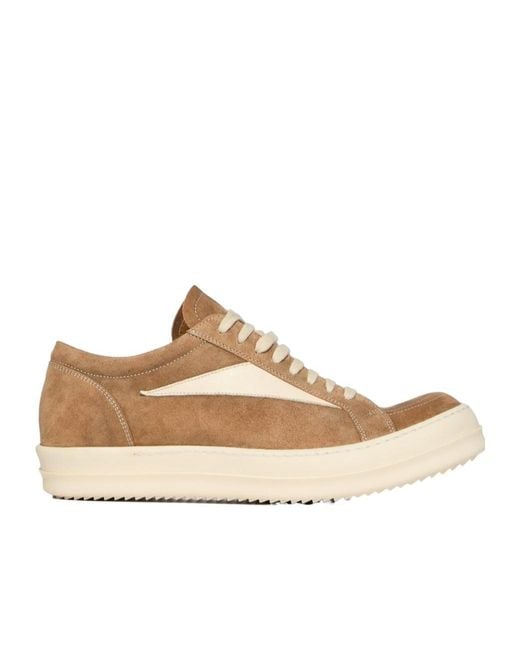 Rick Owens Natural Round-Toe Lace-Up Sneakers for men