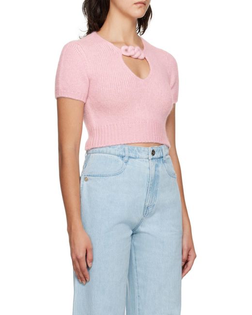 Alexander Wang Pink Short-Sleeved Knitted Pullover