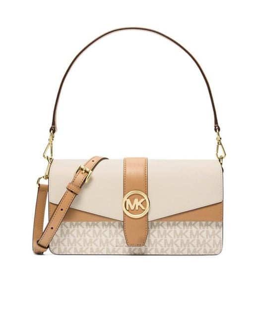 Michael Kors Metallic Greenwich Medium Signature Logo Convertible Crossbody Bag
