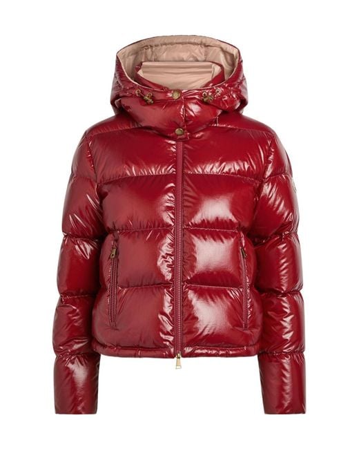 Moncler Red Niveole Padded Hooded Nylon Jacket
