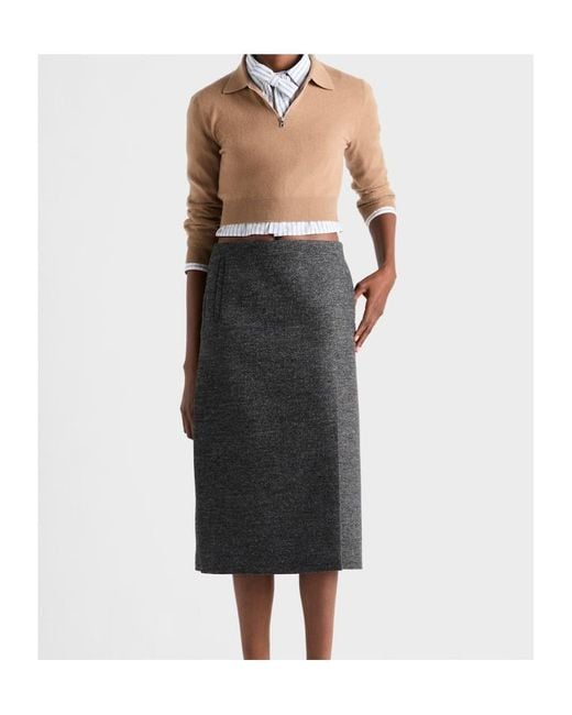 Prada Natural Half-Zipped Knitted Jumper