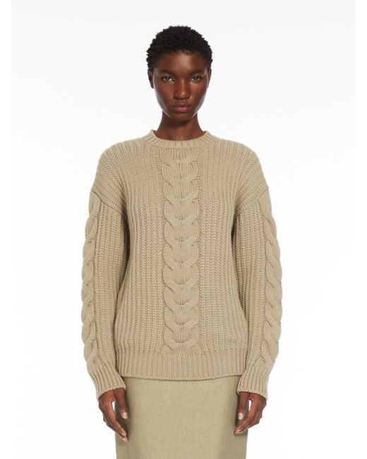 Max Mara Natural Crewneck Knitted Jumper