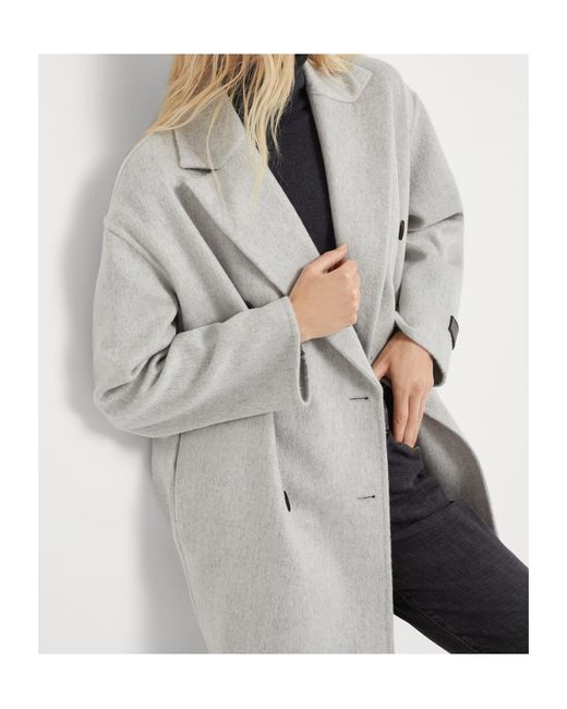 Brunello Cucinelli Gray Cashmere Double-Breasted Coat