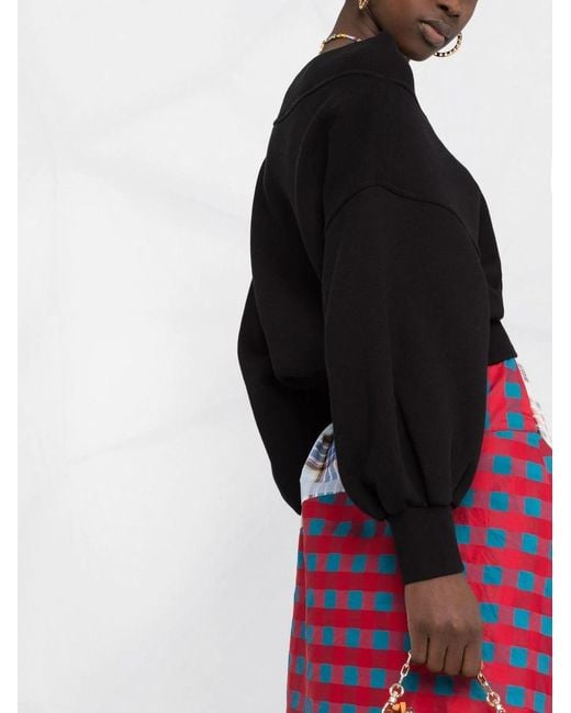 Palm Angels Black Logo-Print Off-Shoulder Sweatshirt