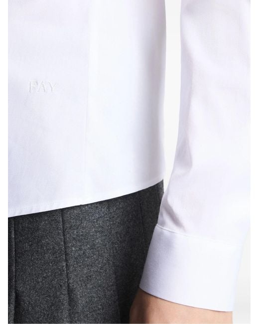 Fay White Slim Stretch Poplin Shirt