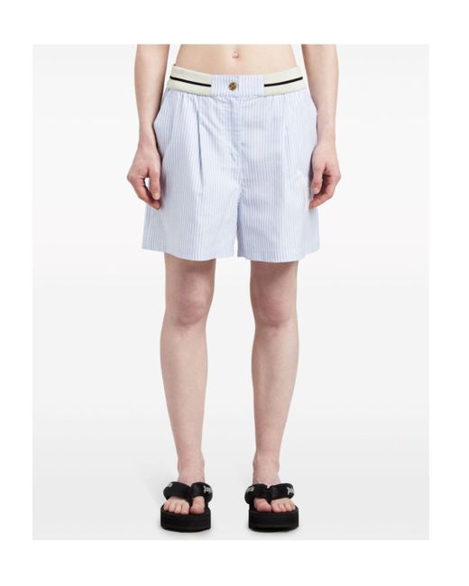Palm Angels White Stiped Pleated Boxed Shorts