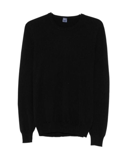 Fedeli Black Crew-Neck Long-Sleeve Sweater for men