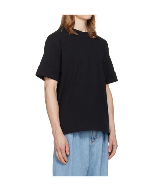 Simone Rocha Black Fitted Wired Turn-Up T-Shirt for men