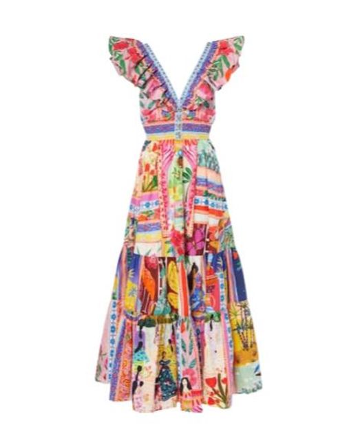 Camilla White Embellished Cutout Cotton Maxi Dress