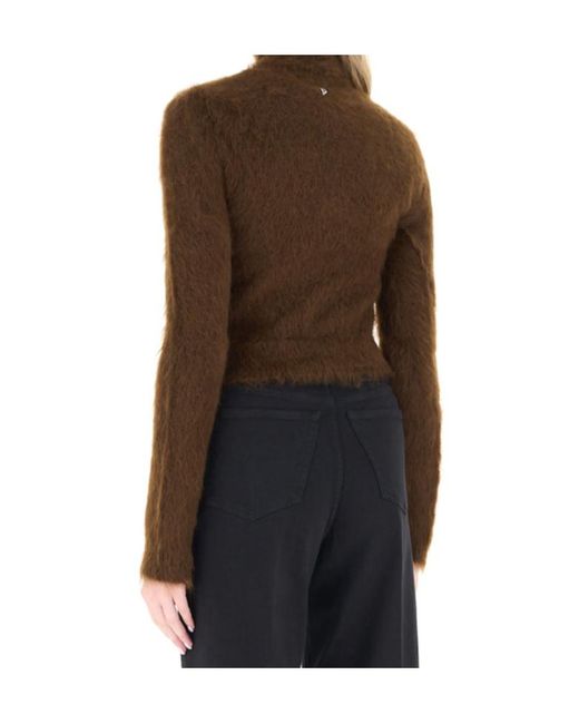 Dondup Brown Brushed-Effect Roll-Neck Sweater