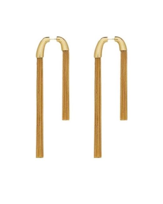 Saint Laurent White Double Chain Earrings