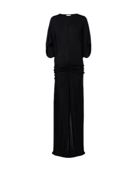 The Row Black Delyra Ruched Jersey Gown